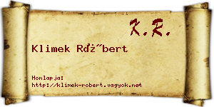 Klimek Róbert névjegykártya